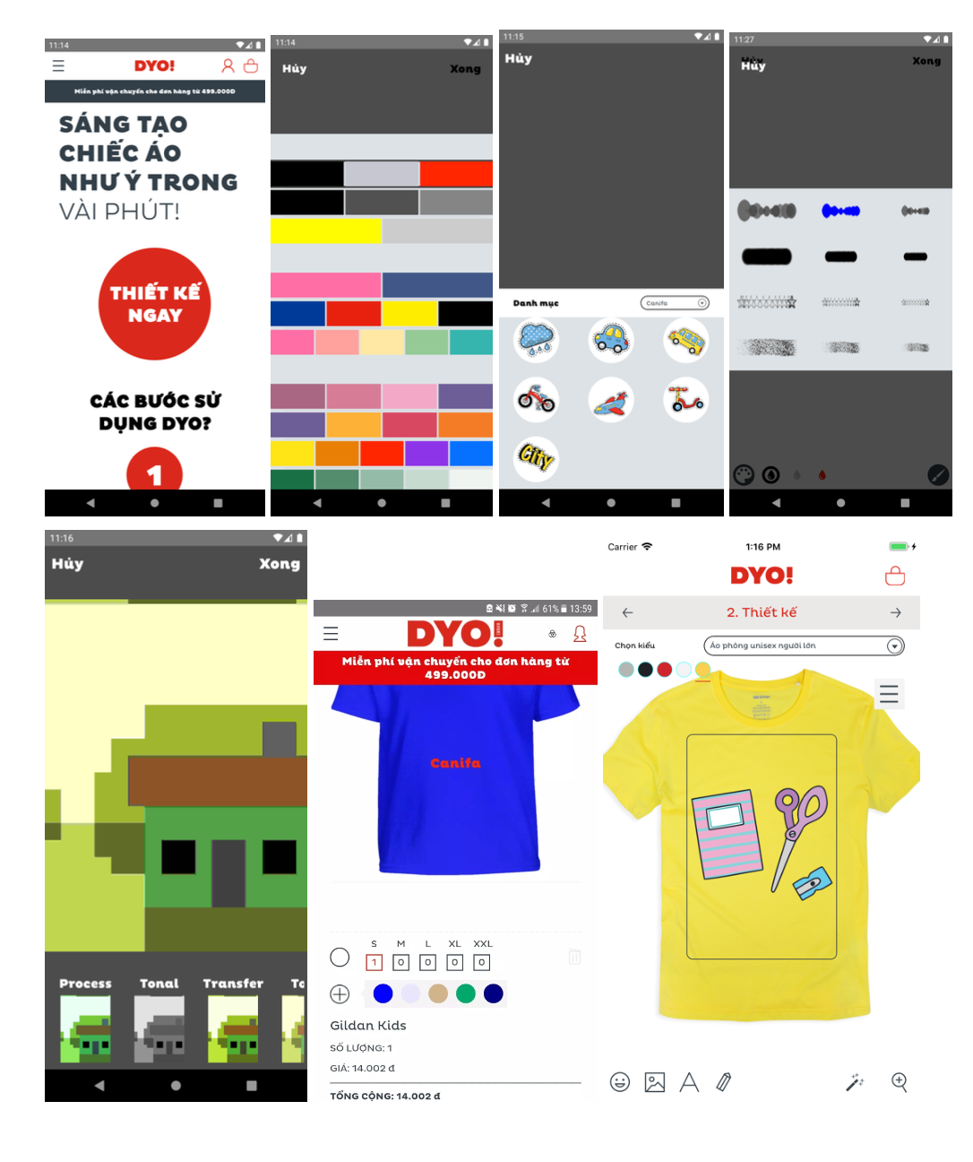 DYO CANIFA mobile T-shirt design screens